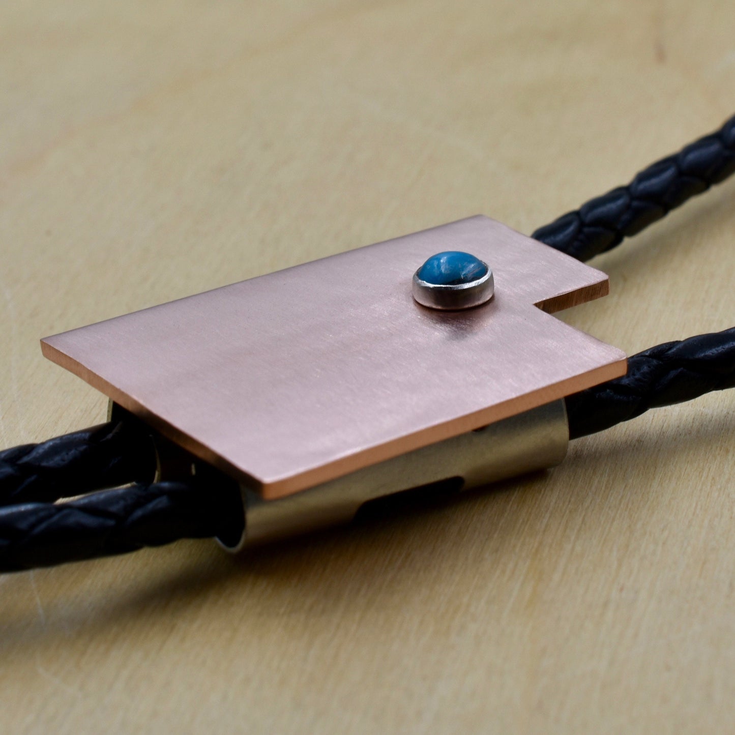 Utah Bolo Tie - Handcut Copper with Turquoise