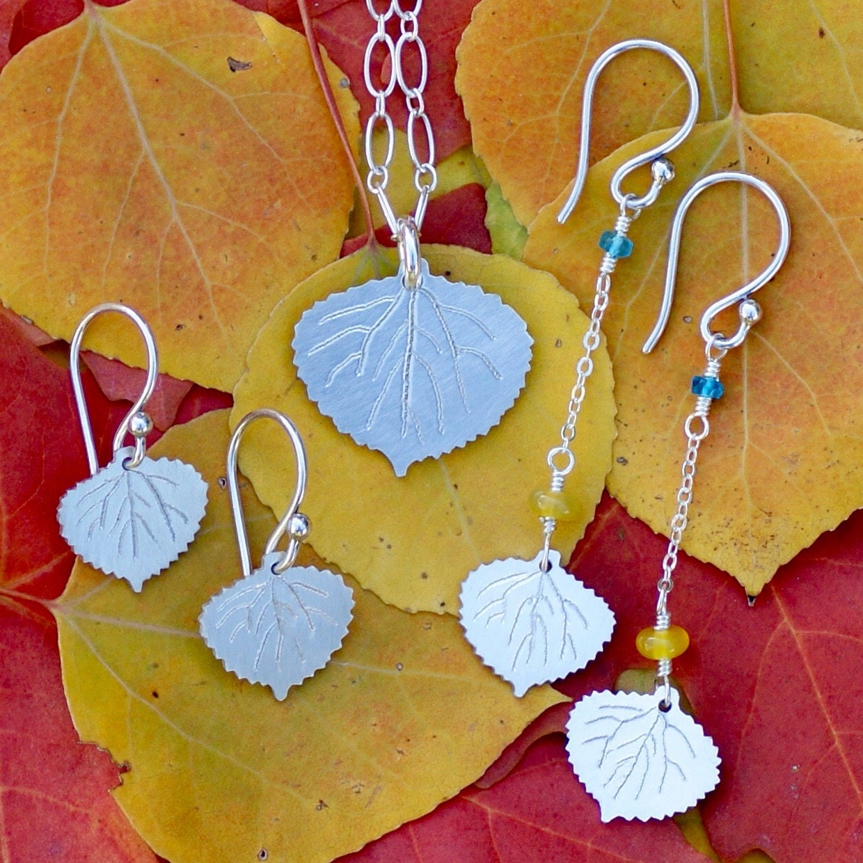 Dangle Aspen Leaf Earrings