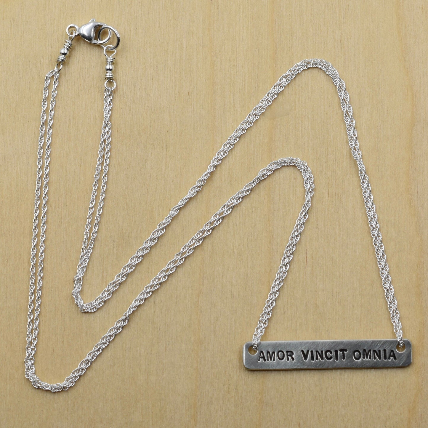 Amor Vincit Omnia (Love Conquers All) Bar Necklace
