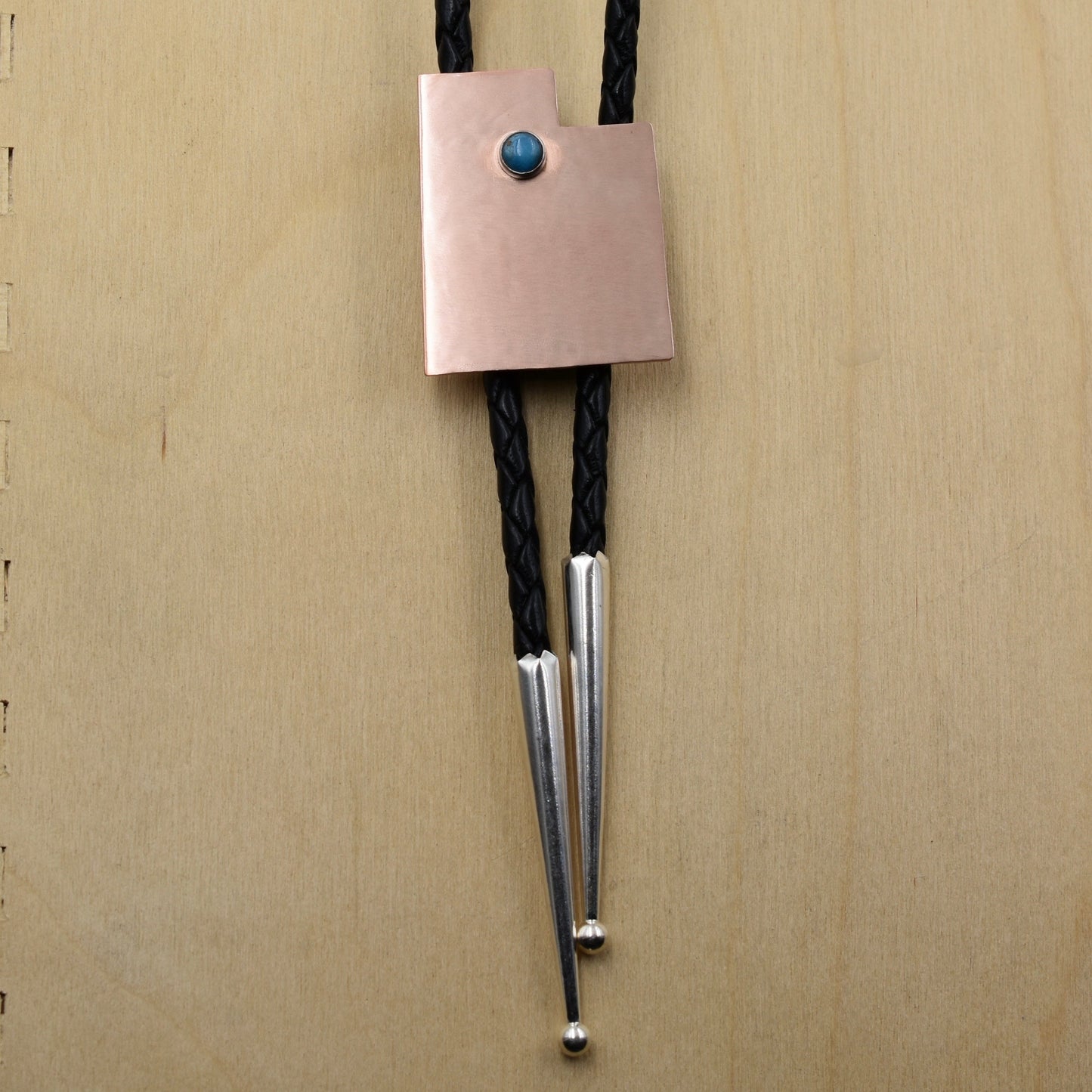 Utah Bolo Tie - Handcut Copper with Turquoise