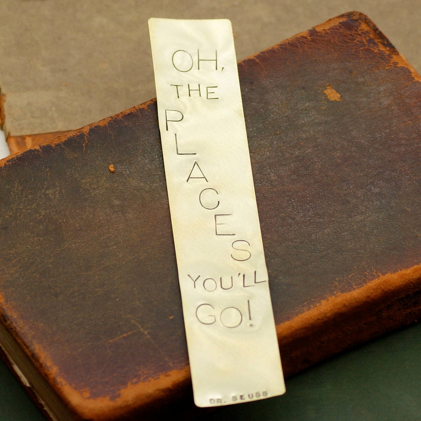 Custom Handstamped Brass Bookmark
