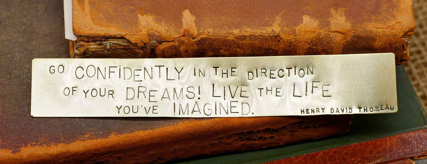Custom Handstamped Brass Bookmark