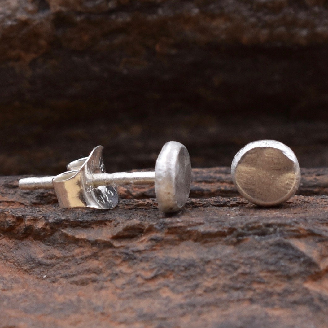 Mini Nugget Stud Earrings - Sterling Silver