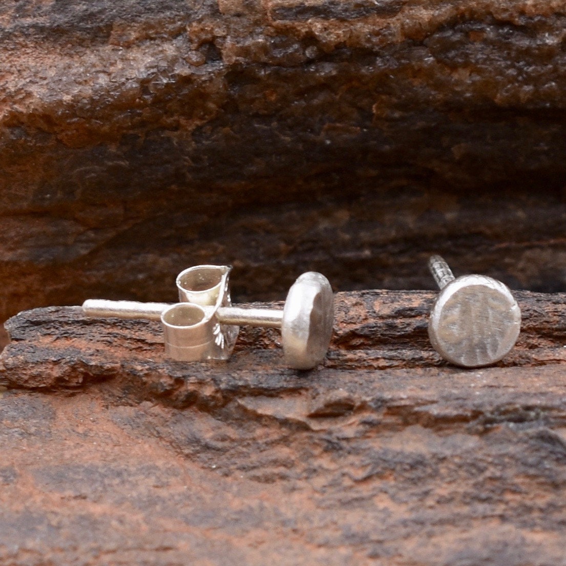 Mini Nugget Stud Earrings - Sterling Silver