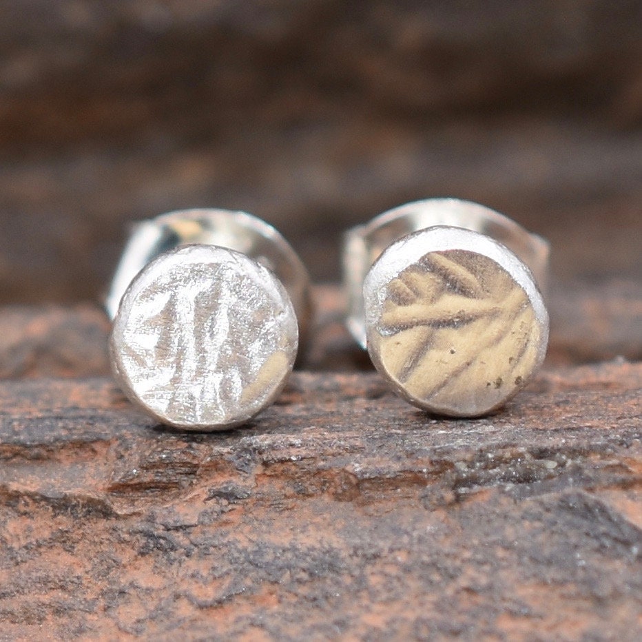 Mini Nugget Stud Earrings - Sterling Silver