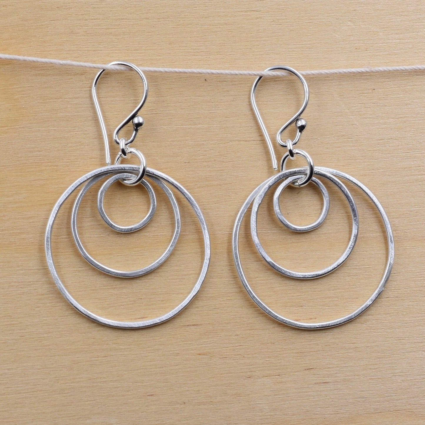 Triple Circle Sterling Silver Earrings