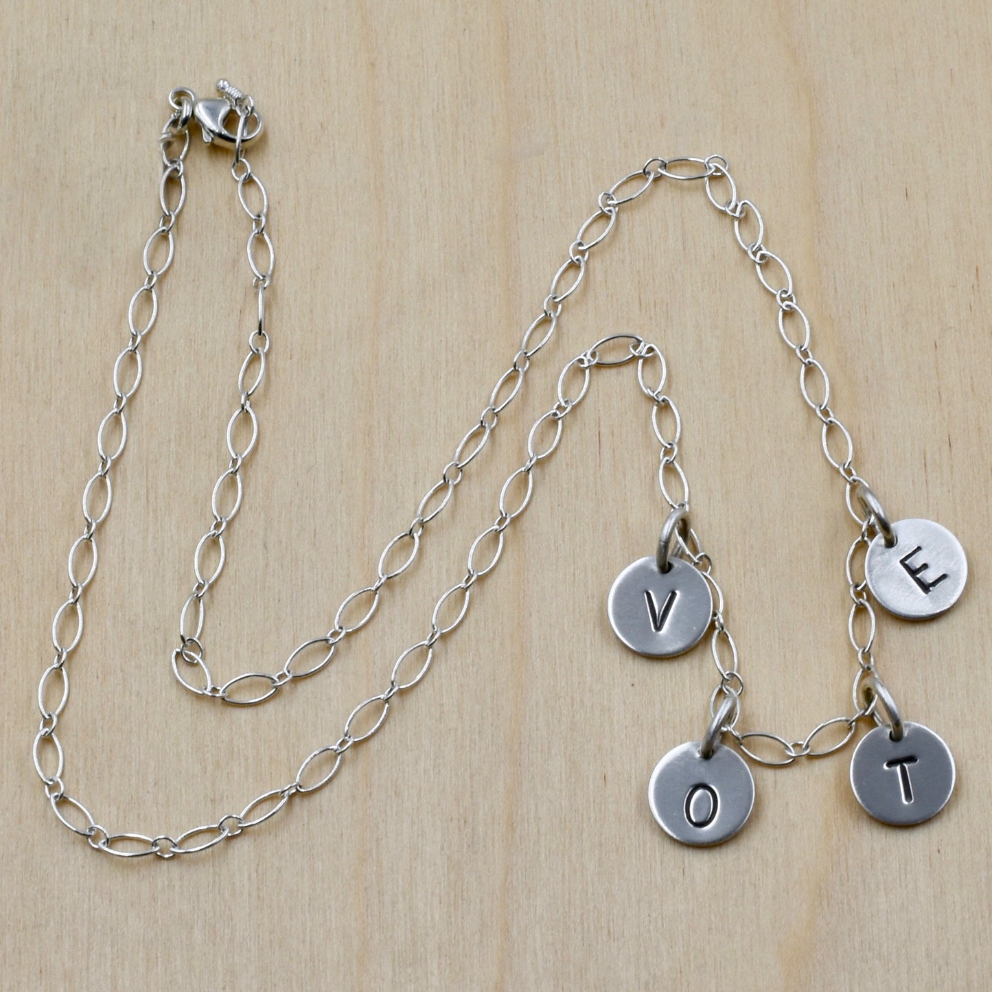 Vote Charm Silver Necklace - Each Purchase Donates to Fight Voter Suppression