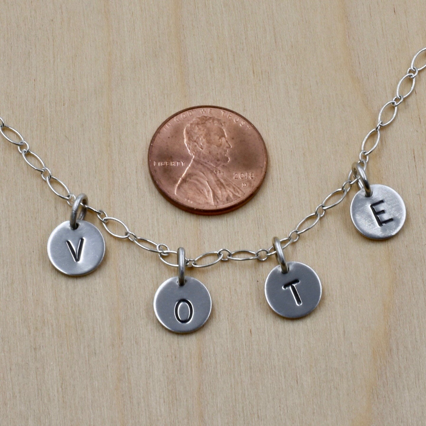 Vote Charm Silver Necklace - Each Purchase Donates to Fight Voter Suppression