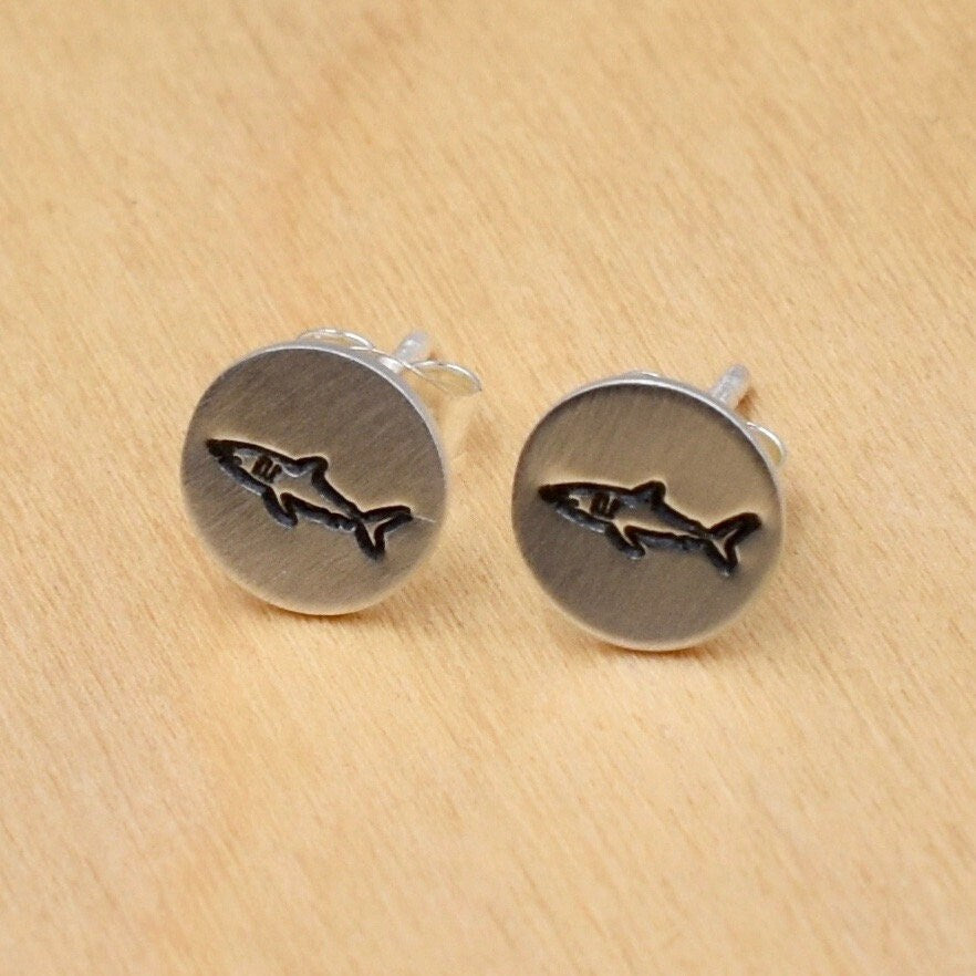 Shark Stud Earrings - Sterling Silver