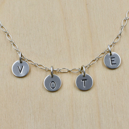 Vote Charm Silver Necklace - Each Purchase Donates to Fight Voter Suppression